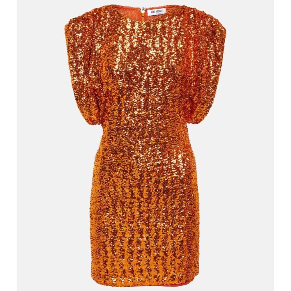THE ATTICO Annie Mini Dress Orange Sequin - Picture 7 of 7